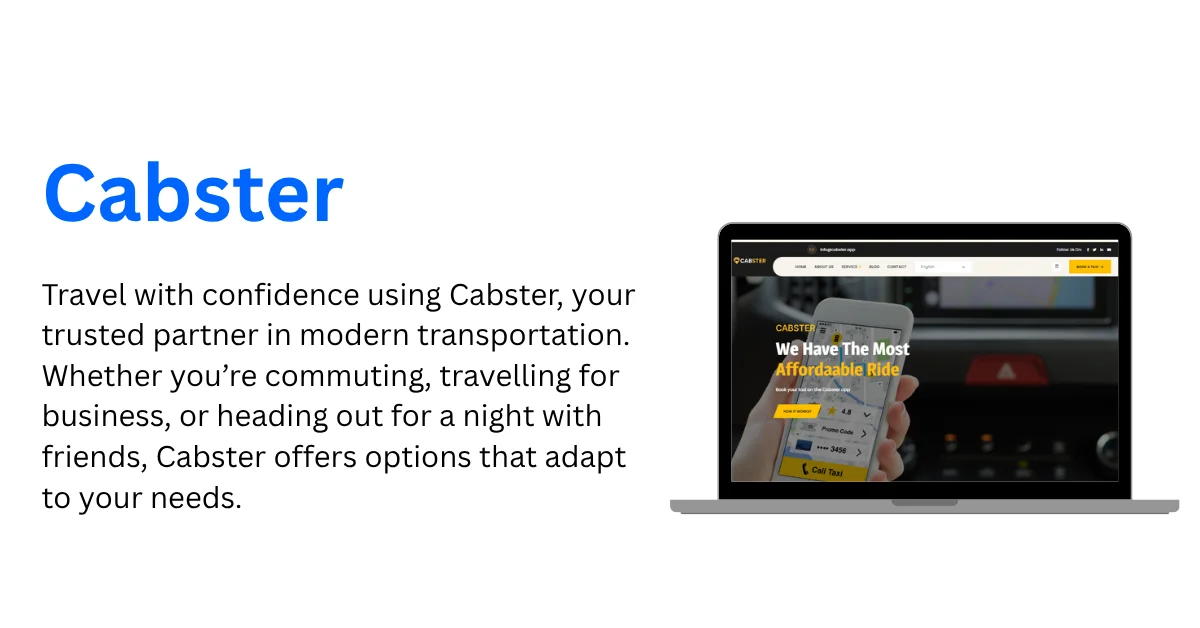 Cabster website homepage for modern transportation services
