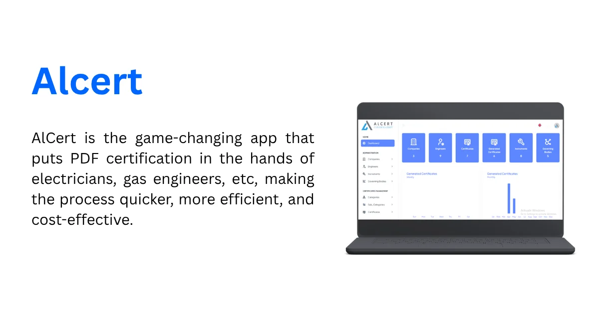 AlCert web platform dashboard for digital certification management