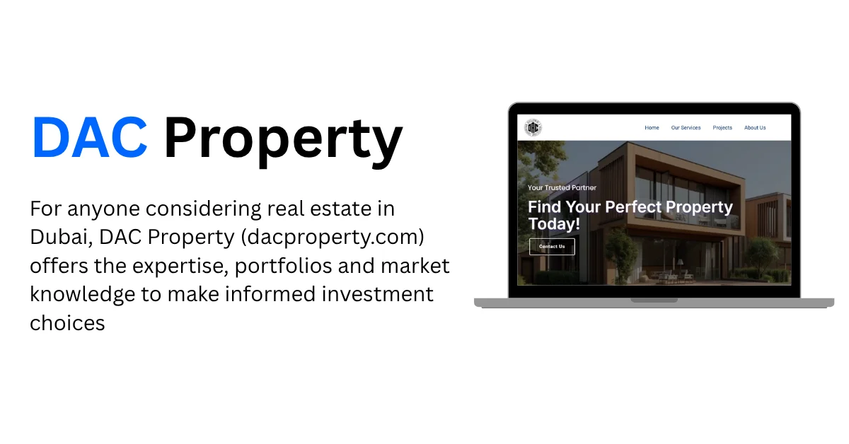 DAC Property website homepage showcasing real estate listings in Dubai